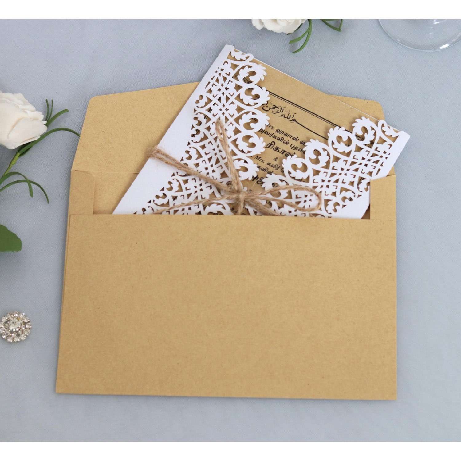 Vellum Invitation Card Laser Cut Paper White Lace Card